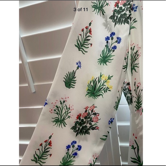 Silk tuxedo pleat ruffle lace flower white dress - Picture 5 of 16